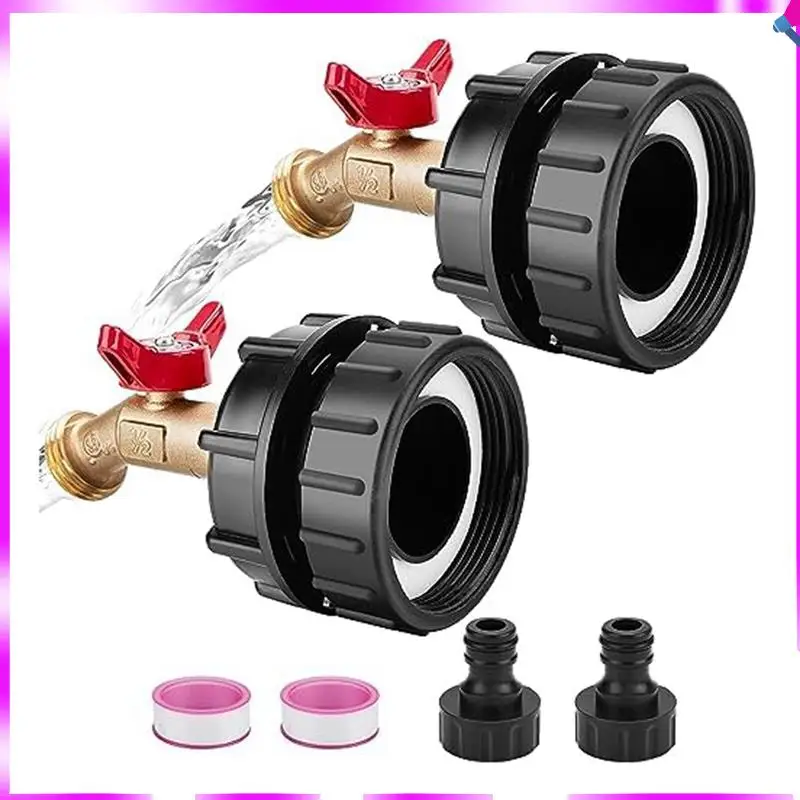

N96R Hose Quick Connector IBC Ton Barrel Joint 2.44 Inch Fine Thread Adapter Fits 275-330 Gallons, 1/2 Inch Male NPT Inlet