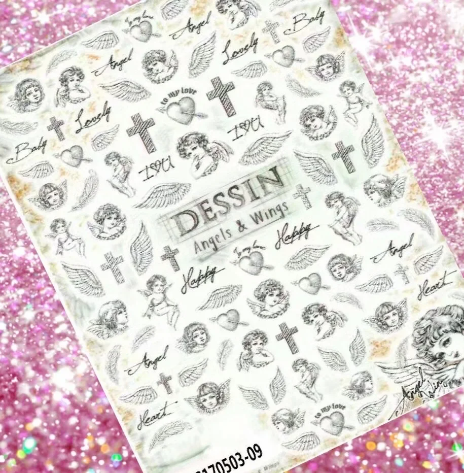 3D Engel Nail art DIY Klebe Aufkleber Nail art Aufkleber Blatt Dekoration Schöne Engel Blume Muster Nagel Zubehör HL44