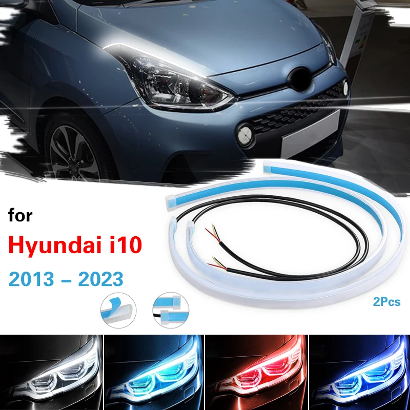 

2pcs Led DRL Daytime Running Lights Flexible Car Light Turn Signal Brake Side Lights Headlights Strip For Hyundai i10 2013-2023