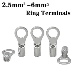 50-200PCS Non Insulated Crimp Terminals Pure Copper Ring Terminals Use For Cable 2.5-6mm² RNB3.5/5.5-4/6/8/10 Wire Connectors