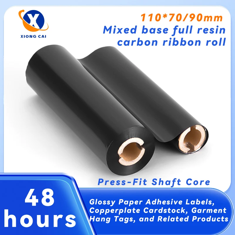 

Wax Ribbon 110mm x 90meter / 70meter, 3/5/10 Rolls Thermal Transfer Ink Film Mixture Ribbon for Zebra LP 2844 /2836