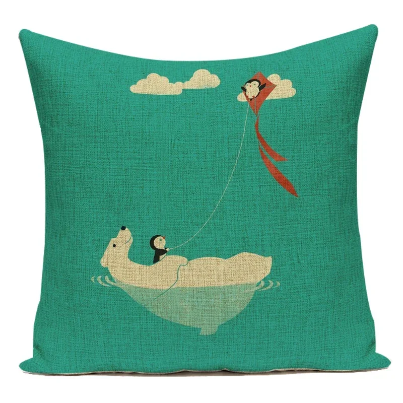 Animal Seal Polar Bear Whale Cushion Cover Pillow Case Cartoon Animal Pillow Cover Chair Sofa Car Decorative Throw Pillows Cover