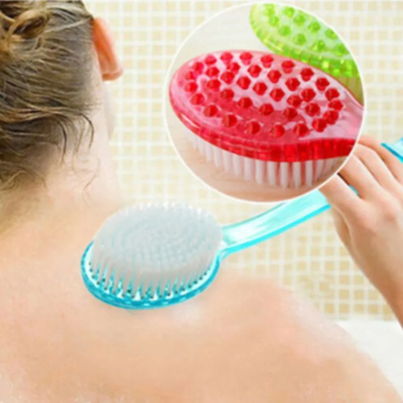 Long Handled Plastic Bath Shower Back Brush Scrubber Skin Cleaning Brushes Body Massager For Bathroom Accessories Cleaning Tool