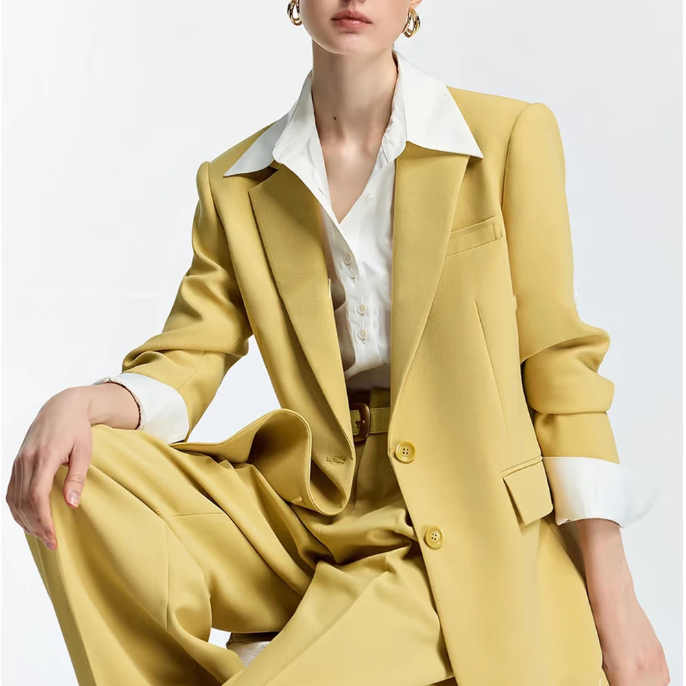 

Classic Formal Women two Pieces Suit Set Single Breasted Notch Lapel Jacket Pant Set Custom Suit Office Business Female Clothing