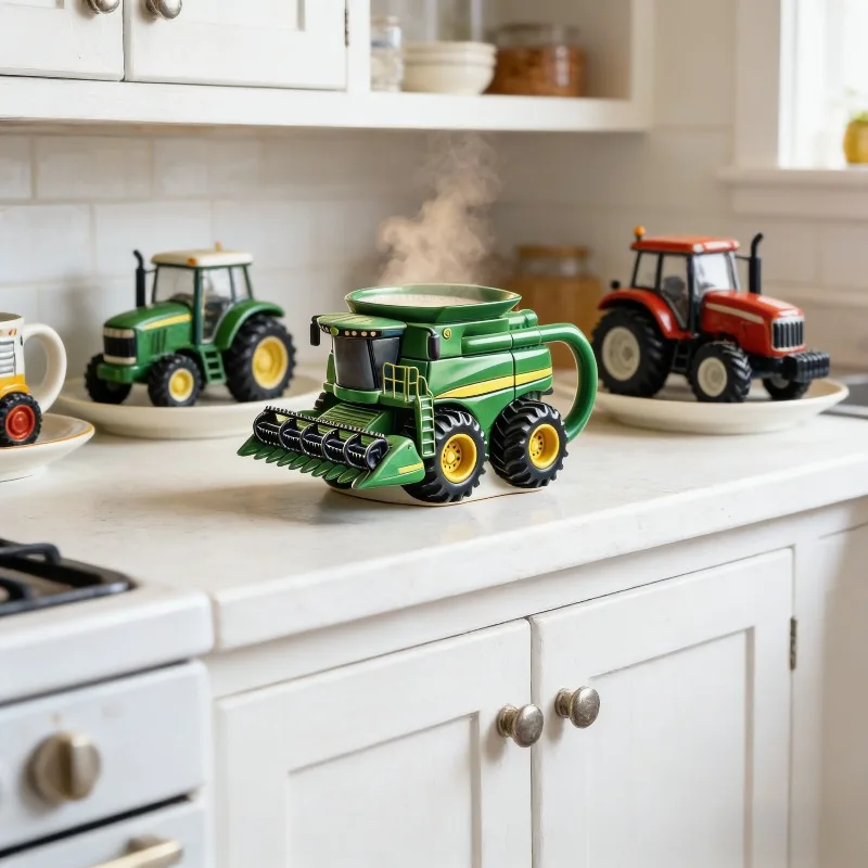 

Кружка для кофе в форме 3D-трактора - безопасная для микроволновки, с дизайном сельскохозяйственной техники, идеальный подарок для мальчиков и любителей фермерства.