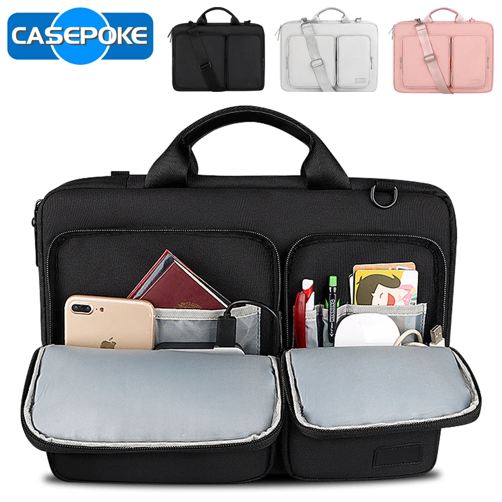 Bolso CASEPOKE 13 14 15 15,6 pulgadas para Xiaomi Huawei ASUS bolso para portátil para accesorios iPad funda protectora maletín unisex