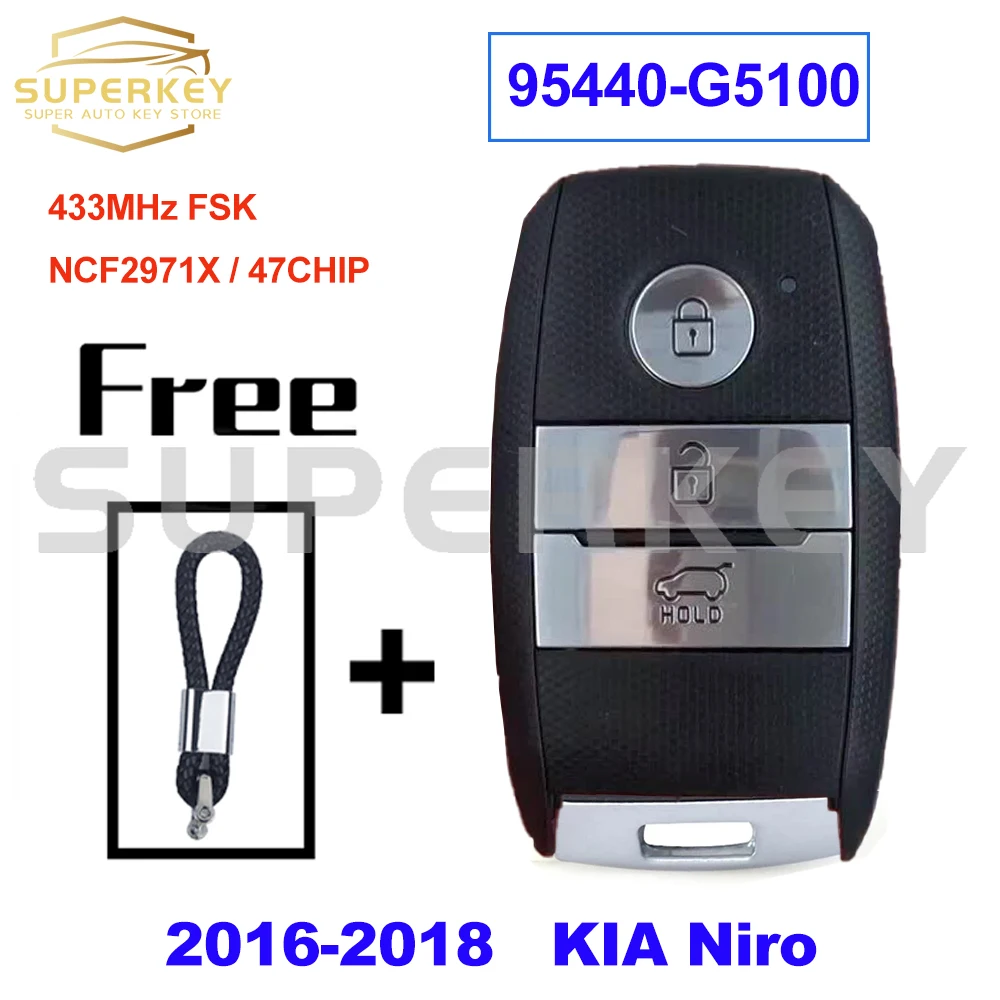 

SUPERKEY для 2016 Kia NIRO 95440-G5100 БЕСКЛЮЧЕВОЙ смарт-ключ для автомобиля 433 МГц FSK NCF2951X HITAG 3 47 чип