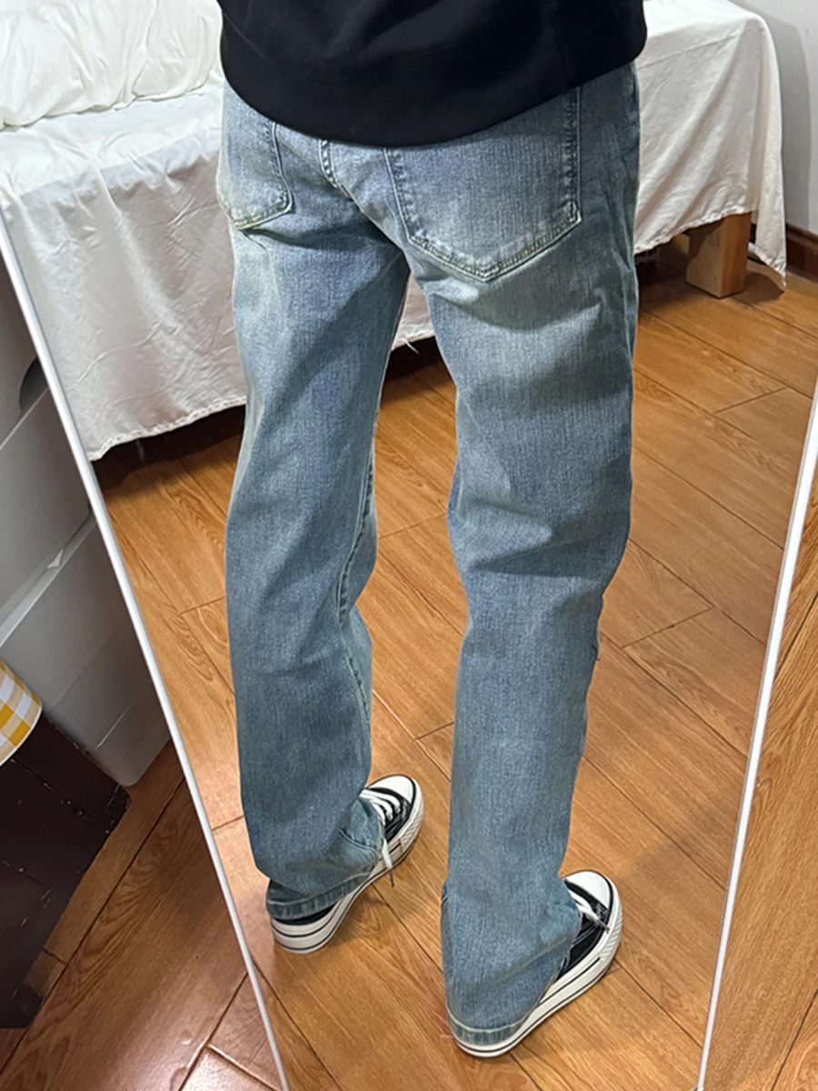 

Светло-голубые прямые джинсы мужские Cleanfit Slimming Knife Pants, эластичные узкие брюки с микро-клешем, длинные штаны
