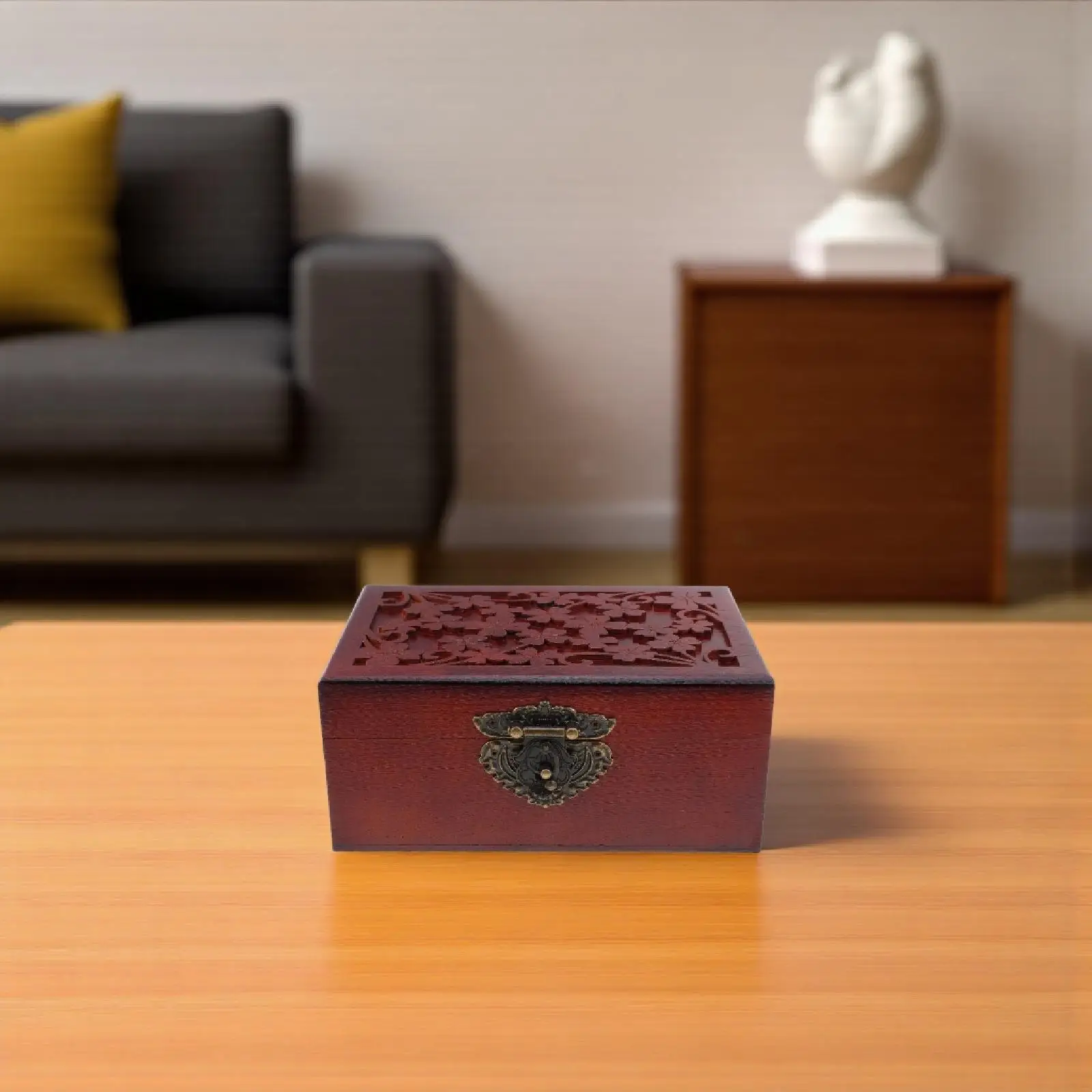 

Винтажная шкатулка для драгоценностей из цельного дерева, большой деревянный органайзер для хранения, держатель для ювелирных изделий в стиле ретро, домашний декор, ретро-коробка для хранения