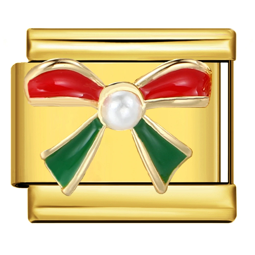 Cute Bear Bowknot Pattern Zirconia Colorful Bead DIY Gold Color Italian Charm Bracelet Fit 9mm Bracelet Women Girl Jewelry Beads