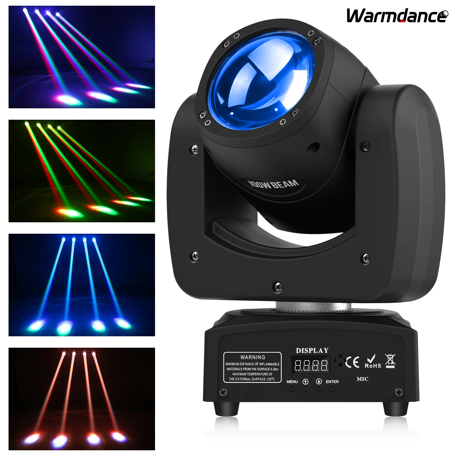 RGBW Beam Moving Head Lights 100W Stage Effect Lighting DMX Projection Light for DJ Disco KTV Party Wedding Holiday Bar Club