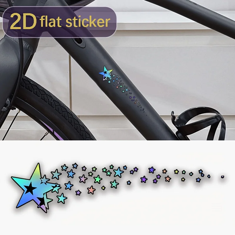 2-Pack Rainbow Star Bicycle Stickers, Waterproof Custom Decorative Stickers for Cycling Enthusiasts and E-Bikes,