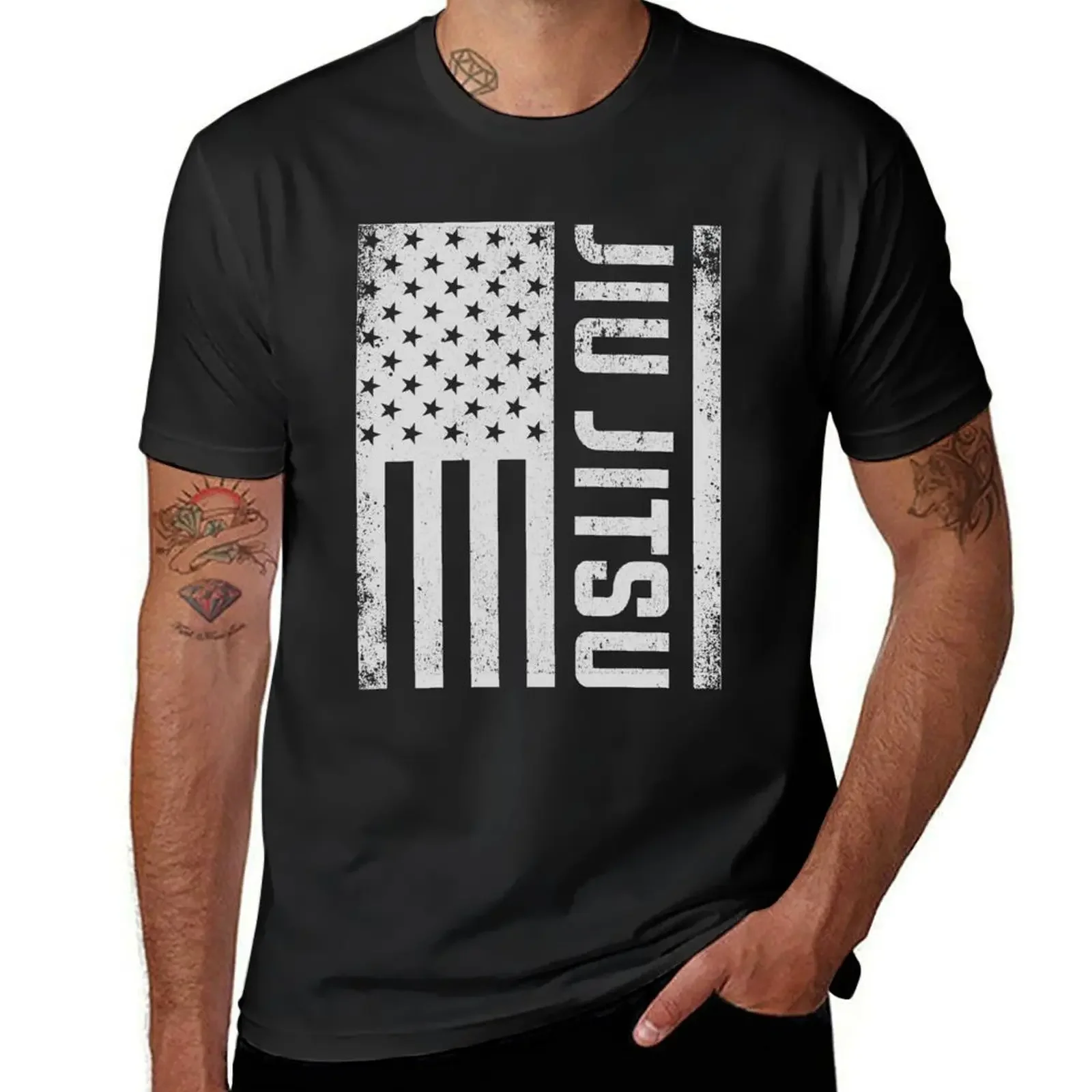 Patriotic MMA Grappling Bjj Brazilian Jiu Jitsu American Flag T-Shirt tops blue archive plus size tops Men's t shirts