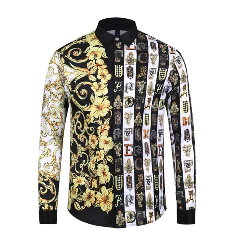 Summer men's long sleeved shirt, 3D printed lapel shirt, men's and women's fashionable shirt, classic collar design, machine was
