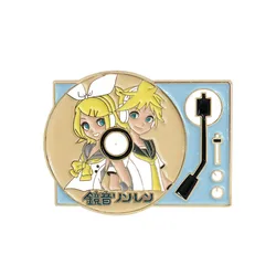 Cute comic image lapel pin twins mirror virtual singer character idol electronic music creation art album fan gift metal badge