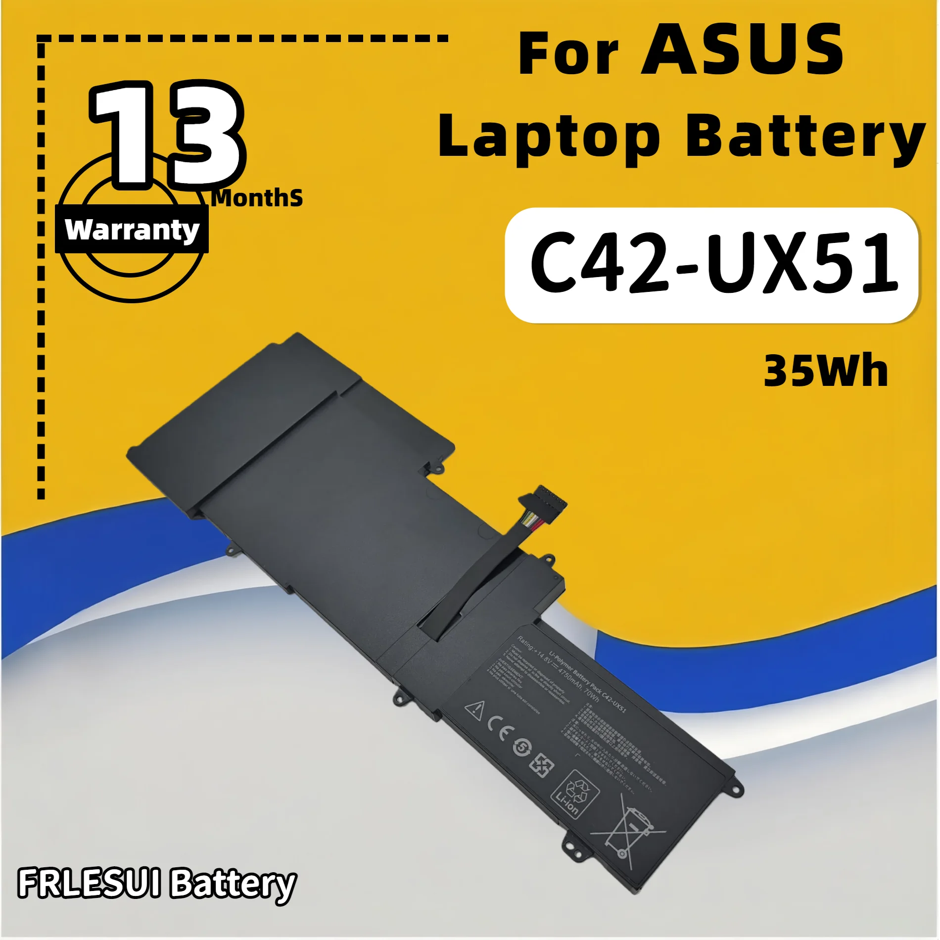 

FRLESUI For Asus ZenBook UX51 UX51V UX51VZ U500 U500V U500VZ BX51V Replacement C42-UX51 Laptop Battery