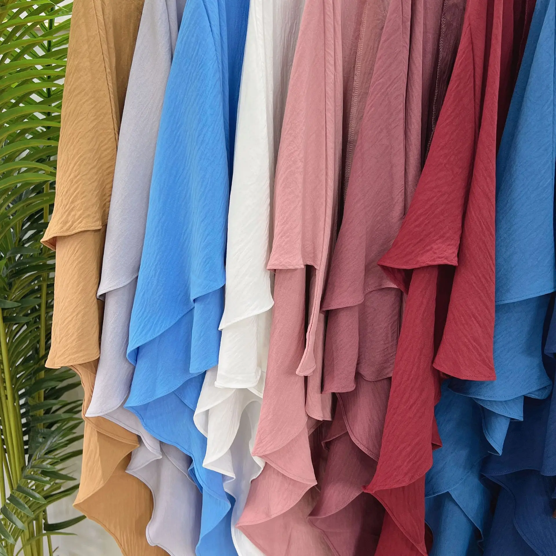 Khimar Hijab Back Two Layers Islamic Veil for Women Dubai Turkey Headscarf Muslim Scarf Shawl Prayer Clothes Ramadan (No Dress)