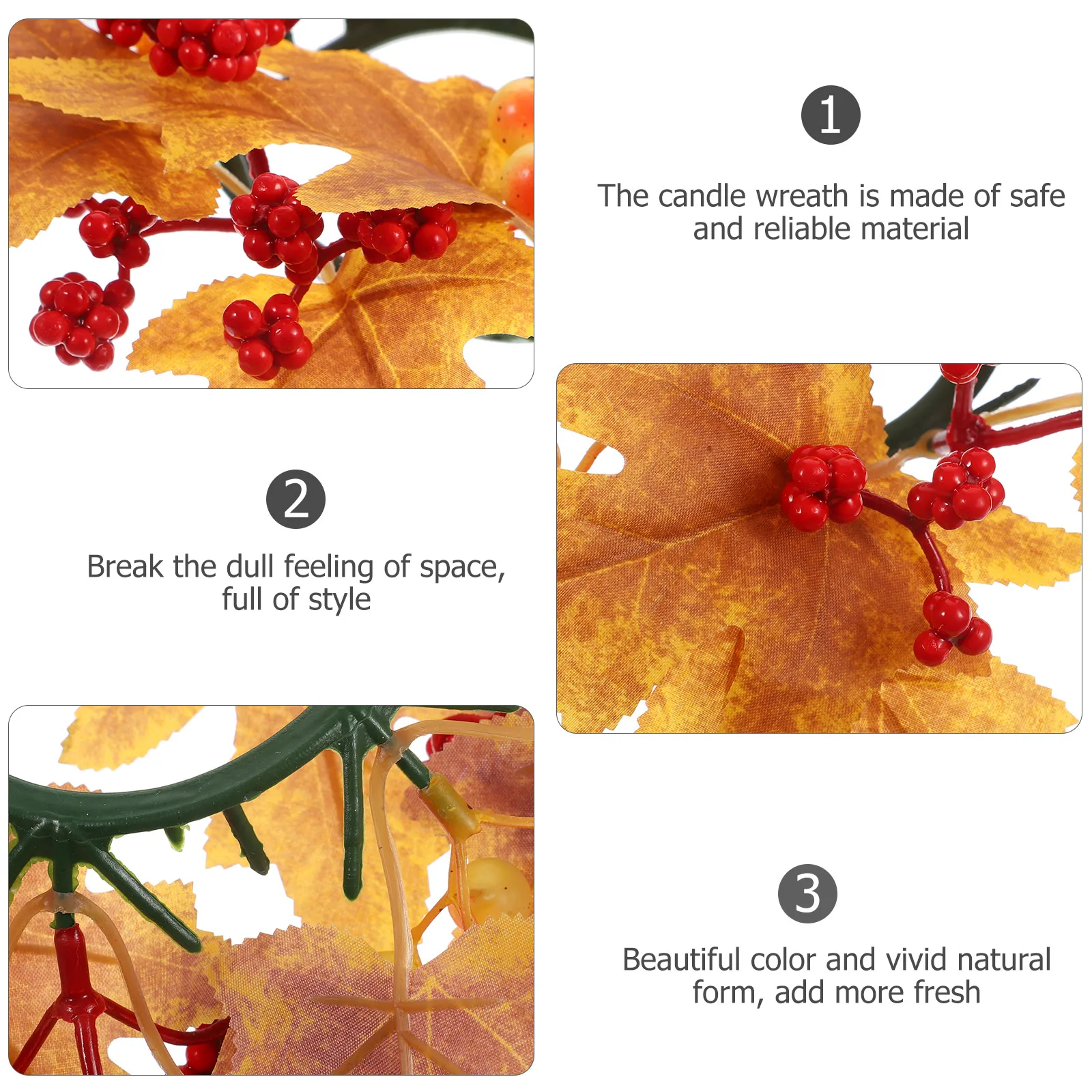 

Dining Room Table Decor Maple Leaf Candlestick Wreath Autumnal Decorations Thanksgiving Day Centerpiece