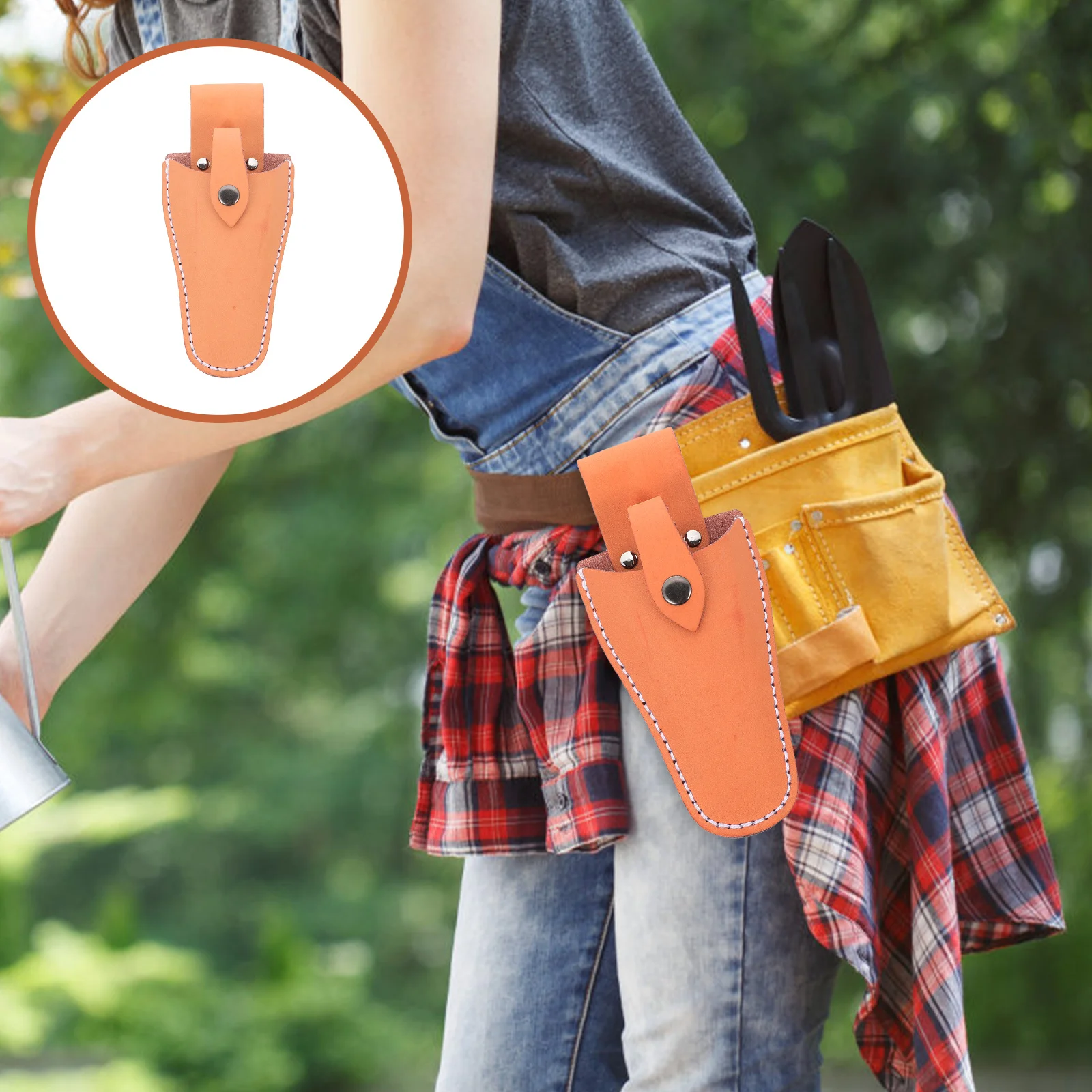 Pliers Pruning Shears Fanny Pack Pruner Protective Scissor Storage Bag Pocket Salon Tools Holder Orange Cattlehide