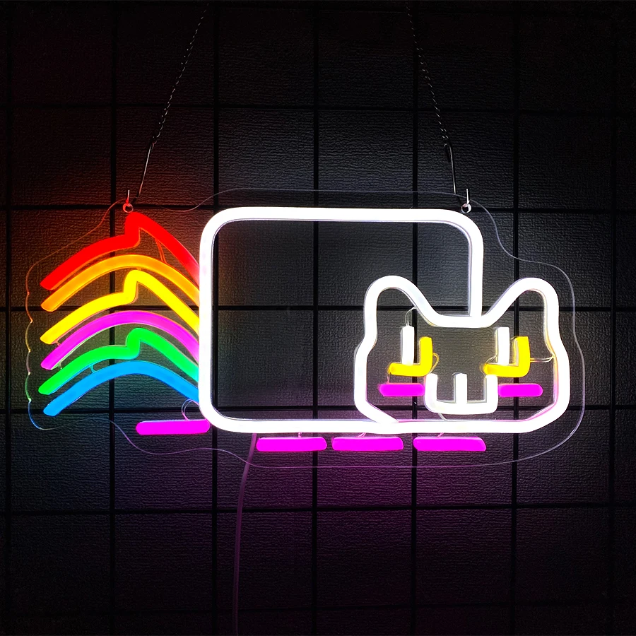 

Color Cat Led Neon Sign, Cute Cartoon Icon Usb Powered, Used For Bedroom, Living Room, Bar, Club, Office, Pet Shop Art Decor.