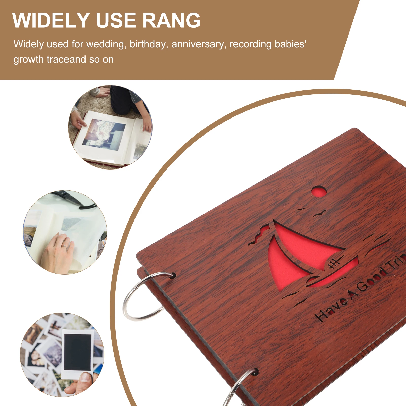 

Creative Vintage Wood Photo Album Diy Scrapbook For Family Friends Decorative Picture Holder Novelty Gift A5 Size Handmade Wood