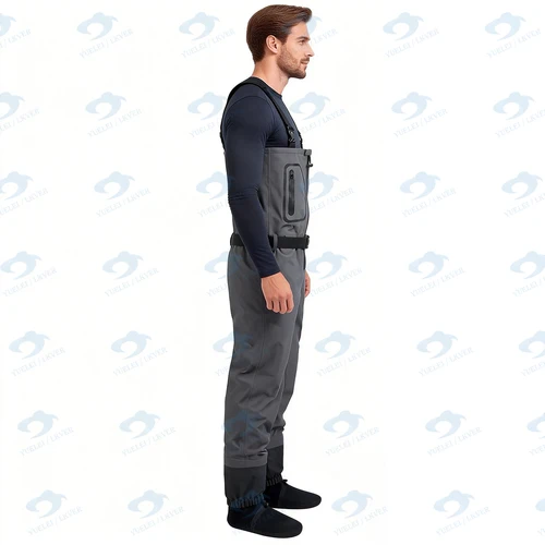 Imagen 2 del producto Pantalón de pesca con mosca para hombre, 3 capas, transpirable, con calcetines de neopreno, peso ligero, 100% resistente al agua