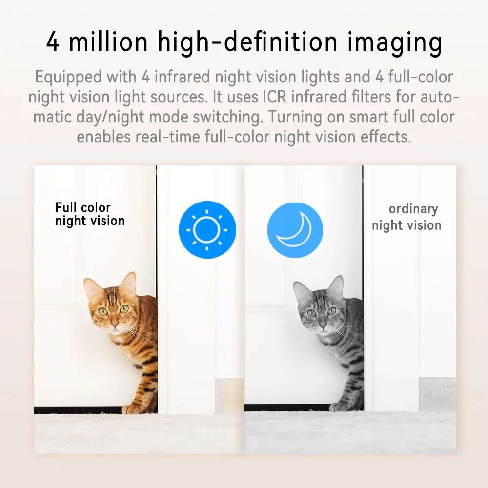 4MP HD 5G WiFi PTZ 카메라 자동 추적 울음 소리 감지기 홈 실내 보안 CCTV 감시 카메라 베이비 모니터 썸네일 6