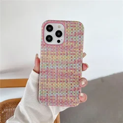 Phone Case For iPhone 16 15 14 13 12 11 Pro Max Plus Cases Cloth Braided Texture Silicone Soft Shockproof Cover Luxury