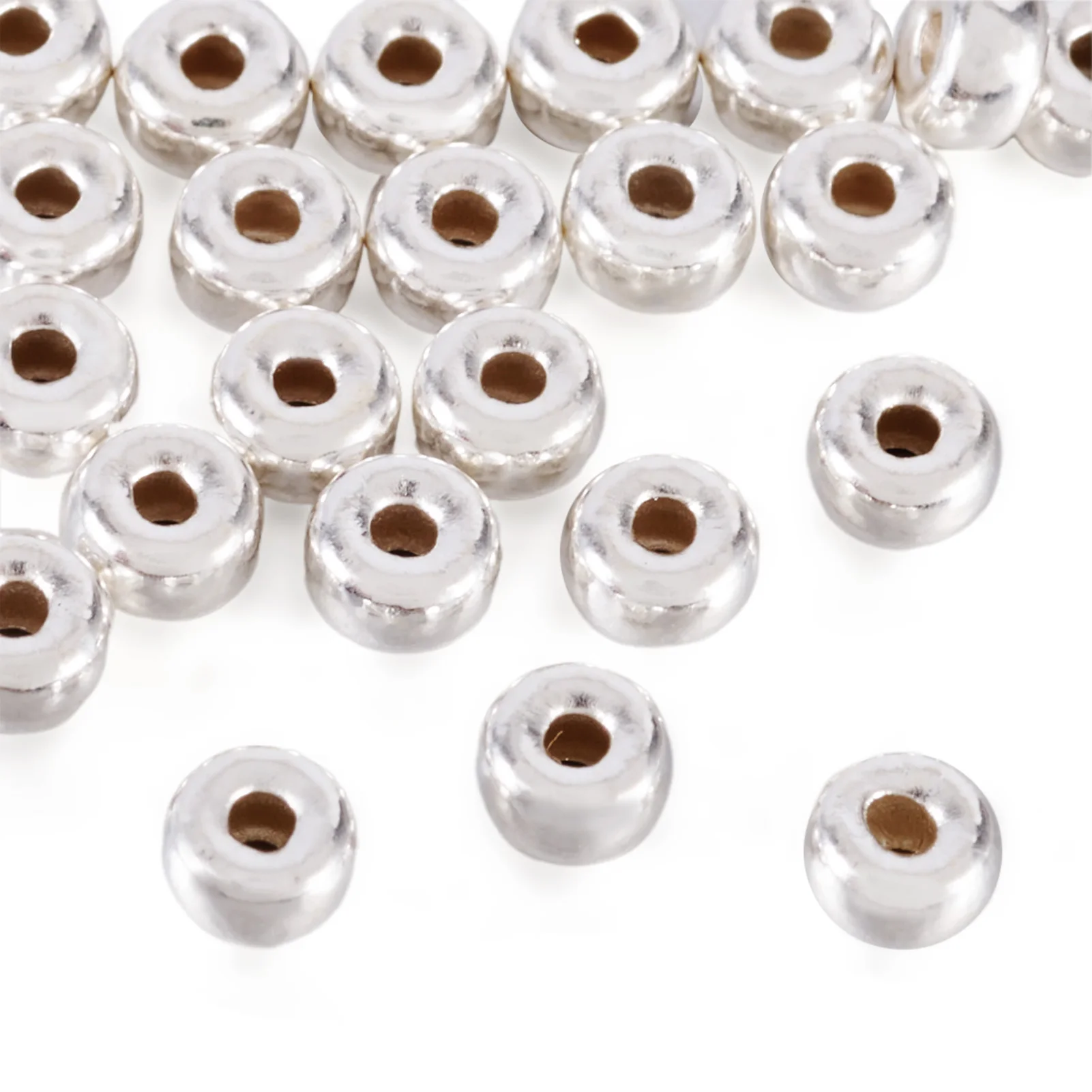 

925 Sterling Silver Spacer Beads Rondelle Round Shapes Finding Beads for DIY Bracelets Necklaces Jewelry Making Accessories