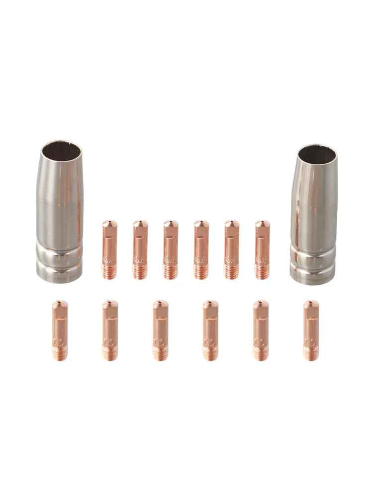 Comprehensive 14PCS For MIG Welding Tips Set Featuring Copper Contact Tips and Gas Nozzles for Efficient Welding