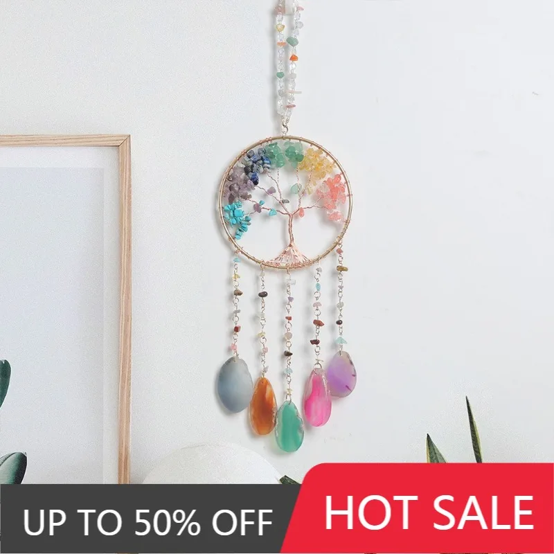 Luxury Agate Life Tree Dream Catcher Aesthetic Funny Wind Chimes Creative Art Macrame Ornament Home Wall Decoration Crafts Gift