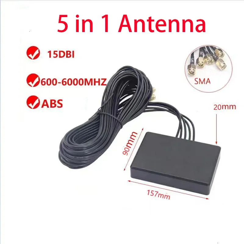 5G 4G WWAN LTE Module Modem Antenna 5 in 1 combination Antennae High Gain 15dBi 600-6000Mhz Magnetic Sucker