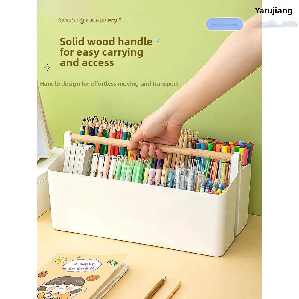

Large Capacity Marker Pen Storage Box Portable Drawing Brush Student Stationery Bucket Multifunctional Pen Holder Rack for Ch...