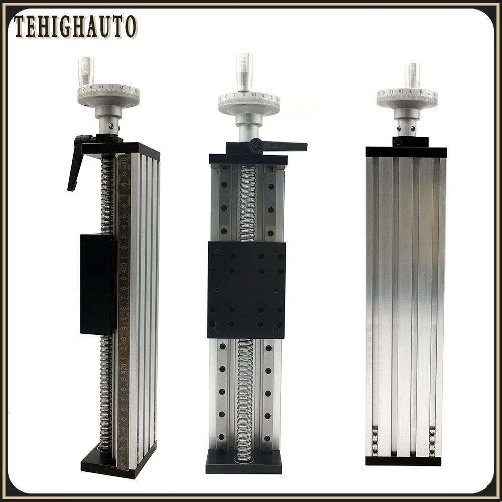 Carril guía lineal cuadrado doble de etapa de movimiento, mesa deslizante Manual, deslizadores de 4 Uds., tornillo deslizante lineal de bola C7, carrera de 100-500mm