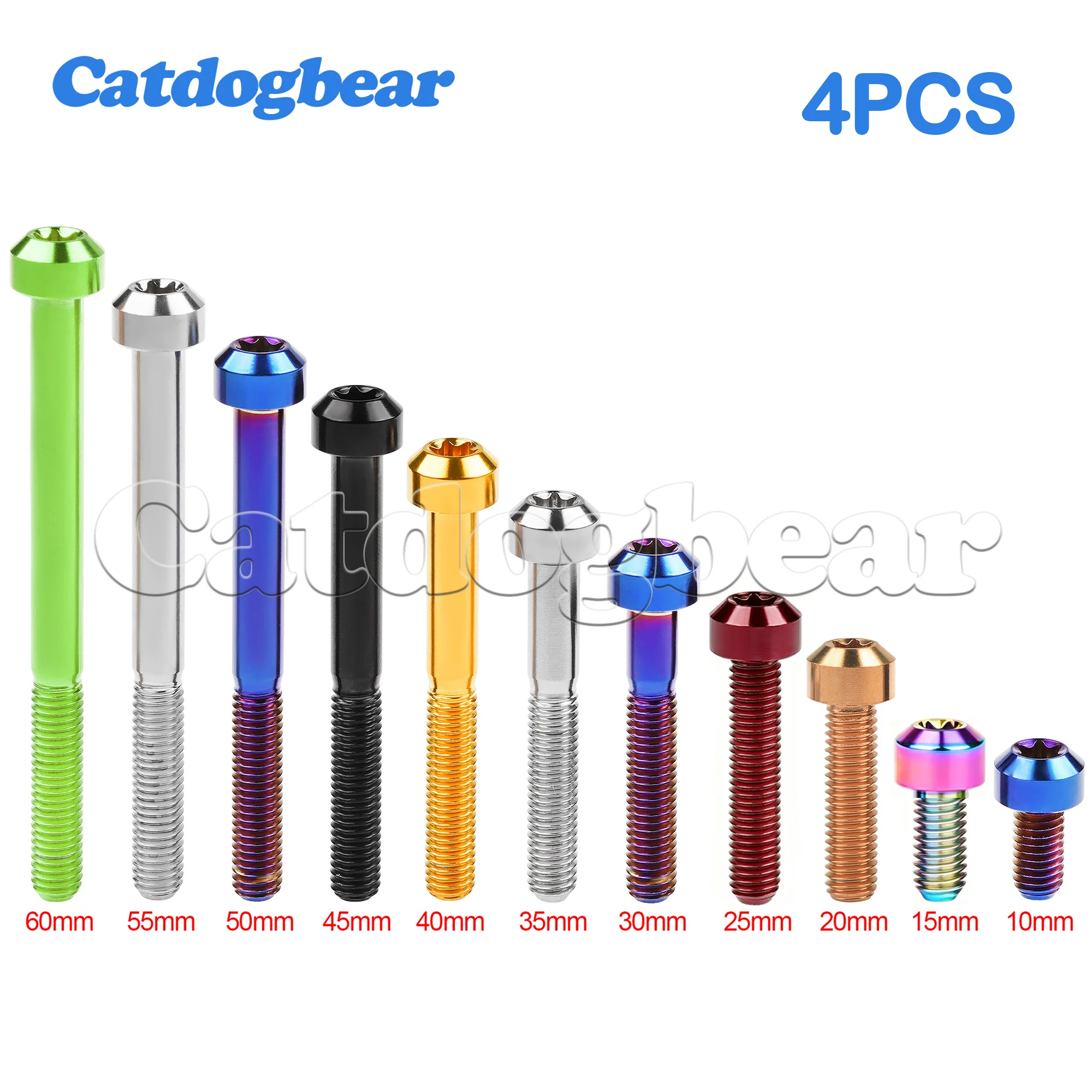 Catdogbear 4PCS M5M6x10 15 20 25 30 35 40 45 50 60 65 70  80 mm Titanium Bolt Rounded Column Torx Head Screw For Bicycle Motor