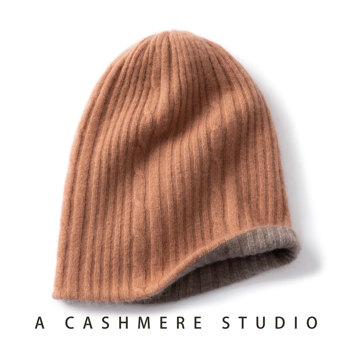 100%Quality Cashmere Hat for Women Winter Hats Two-Tone Double-Deck Knitted Hat Outdoor Thick Cashmere Warm Caps Hedging Beanies
