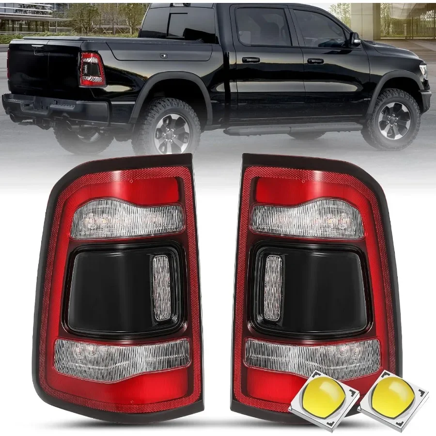 

Светодиодный задний фонарь в сборе, совместимый с Dodge Ram 1500 20192024 без модели слепых зон, задний стоп-сигнал, черный дымчатый хвост линзы
