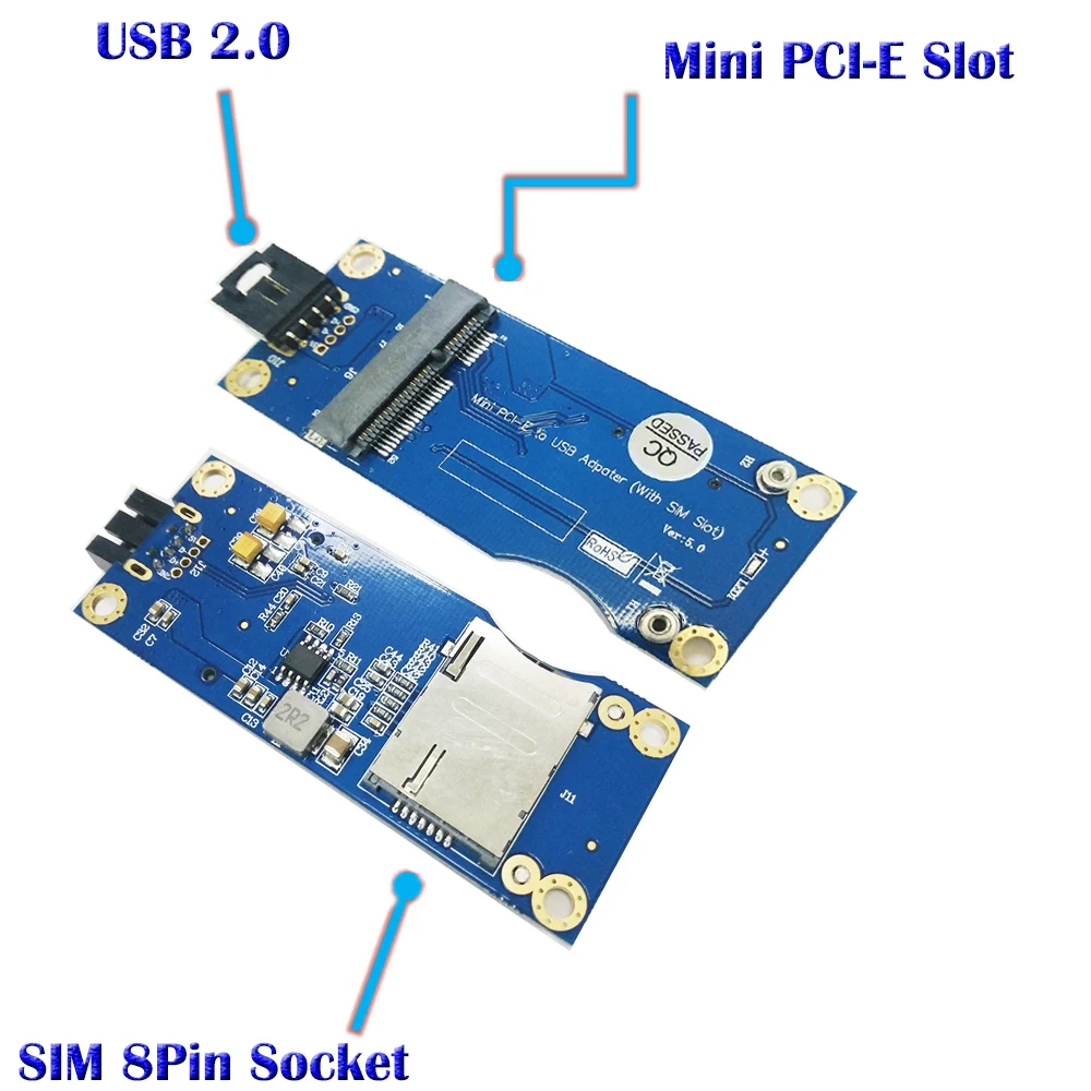 Mini PCI-E to USB Adapter with SIM Card Slot for WWAN/LTE Module(Horizontal Interface)