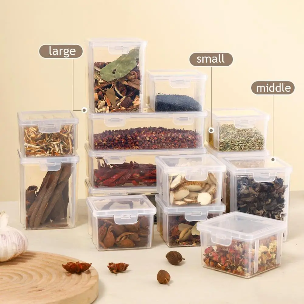 กล่องปรุงรส Sub บรรจุภัณฑ์กล่องเก็บเครื่องเทศปิดผนึกโปร่งใสจัดเก็บอุปกรณ์ครัว Home Decor ประหยัดพื้นที่