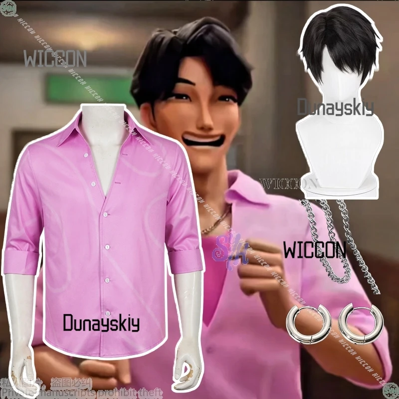 

Anime Cosplay Movie Kpop Demon Saja Boys Jinu 코스프레 Long-sleeved Pink Shirt Handsome Props Earring Necklace Halloween Christmas