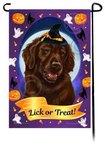 Flat Coated Retriever Halloween Howls Garden Flag