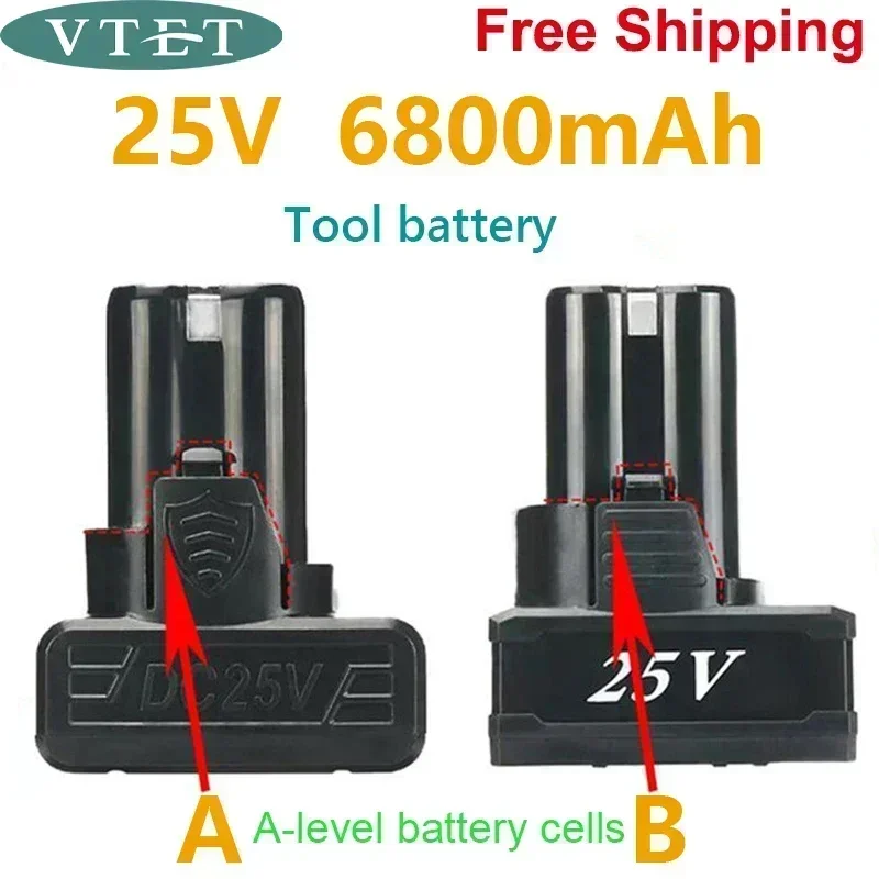 

Новинка 2024, 25 в, 6800 мАч, универсальная перезаряжаемая литиевая батарея для электроинструментов, электрической отвертки, электрической дрели, литий-ионная батарея