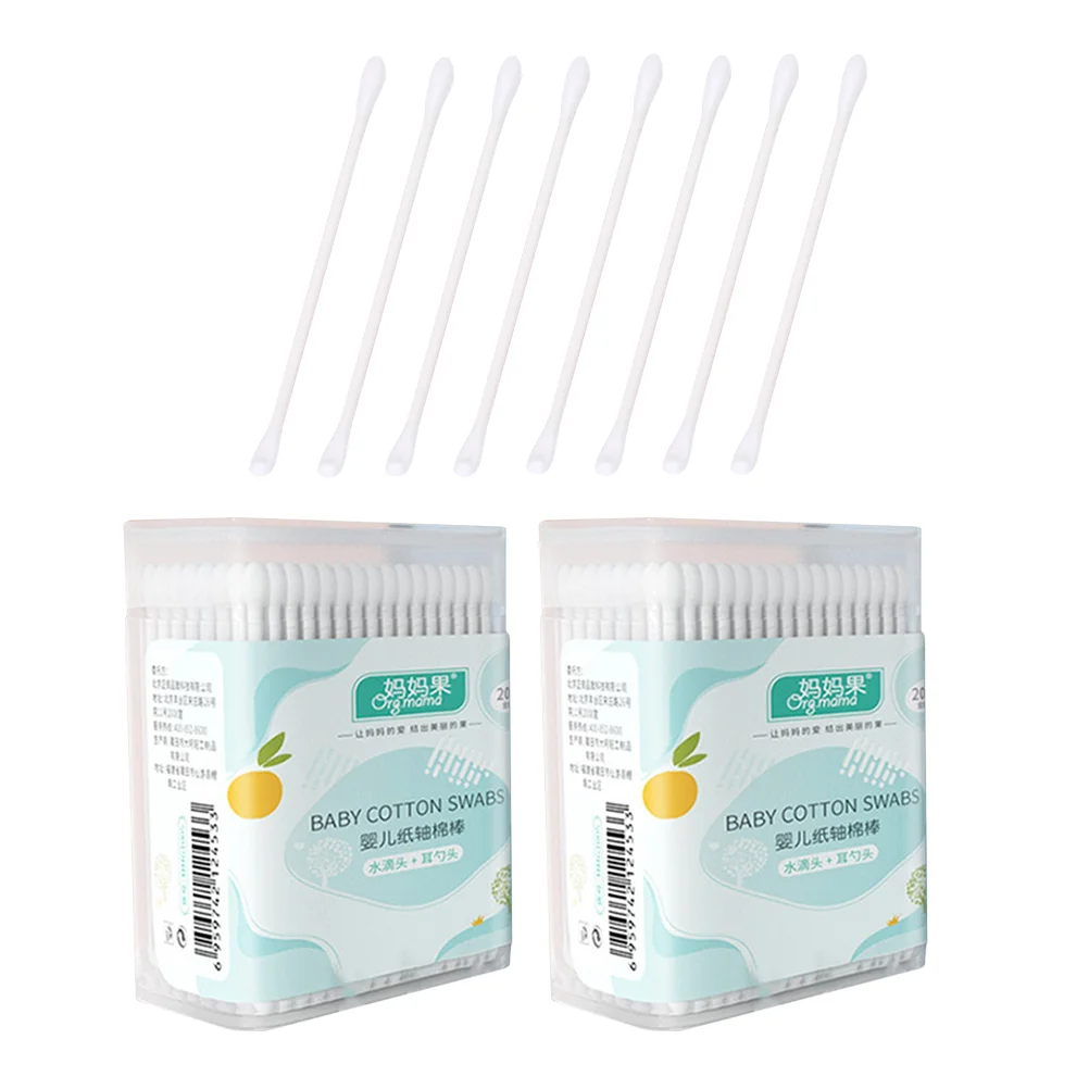 2 Boxes Cotton Swab Ear Cleaning Sticks Swabs Buds for Kids Double Tipped Multifunction