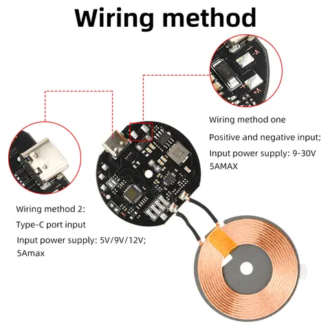 DC5V 9V 12V 무선 고속 충전 모듈 DIY 무선 충전기 5W ~ 20W 충전 보호 기능이있는 적응 형 고속 충전 보드
