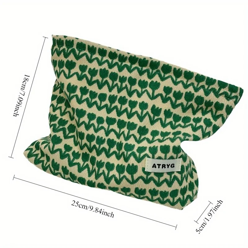 حقيبة مستحضرات تجميل زهرية قطعة واحدة - منظم مكياج للسفر بسعة كبيرة مع تصميم أوراق شجر غريبة - هدية عيد ميلاد قابلة للطي