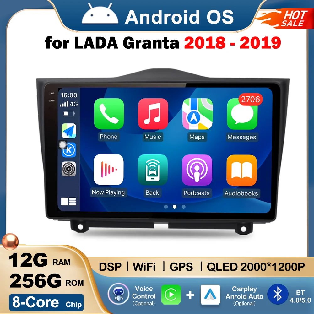 

for LADA Granta 2018 - 2019 Car Video Mulltmedia Player GPS Android OS Wireless Carplay DSP Stereo IPS Touch HD Screen Head Unit