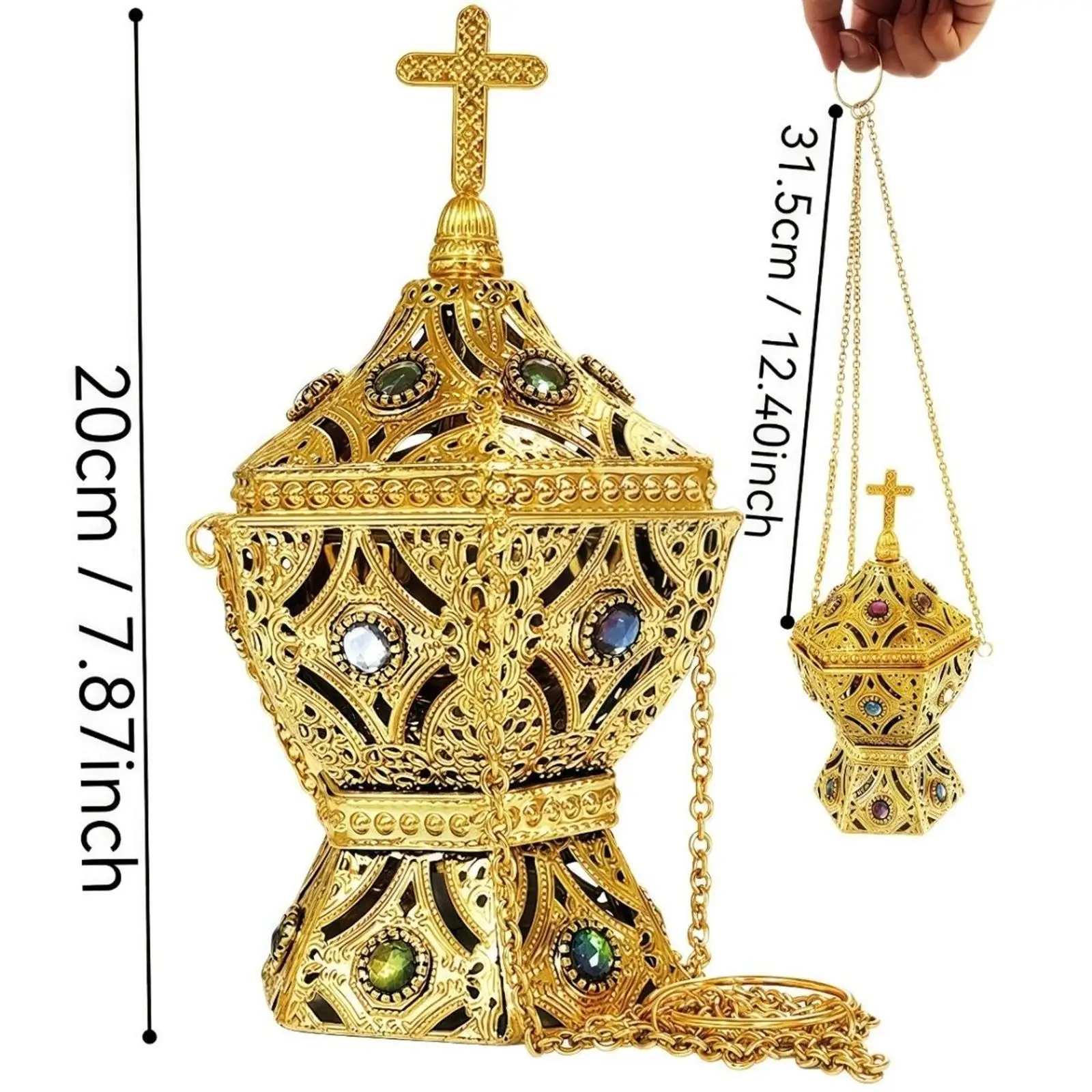Arab Censer Metal Incense Burner Scented Ornament Iron Decor for Living Room Yoga Studio Home Ambience