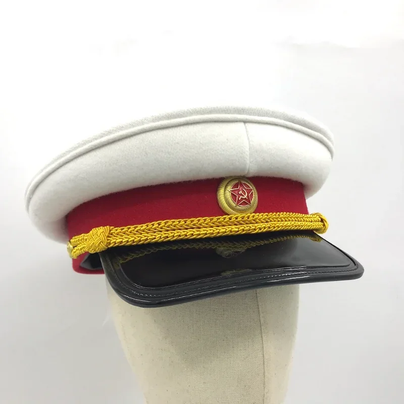USSR Soviet Red Army Marshal Hat Joseph Vissarionovich Stalin Military Parade Peaked Cap Big Brim Gorros Headgear Label