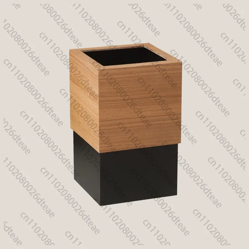 Creative style Solid Wood With A Covered Trash Can, Household Bedroom Hotel Light Luxury Wooden Garbage Can Home Tools