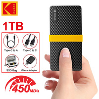 KODAK External SSD Drive USB3.1 Type-C Portable Hard Disk 256GB 512GB 1TB 2TB HD Solid State Driver For Android Smartphone PS4/5